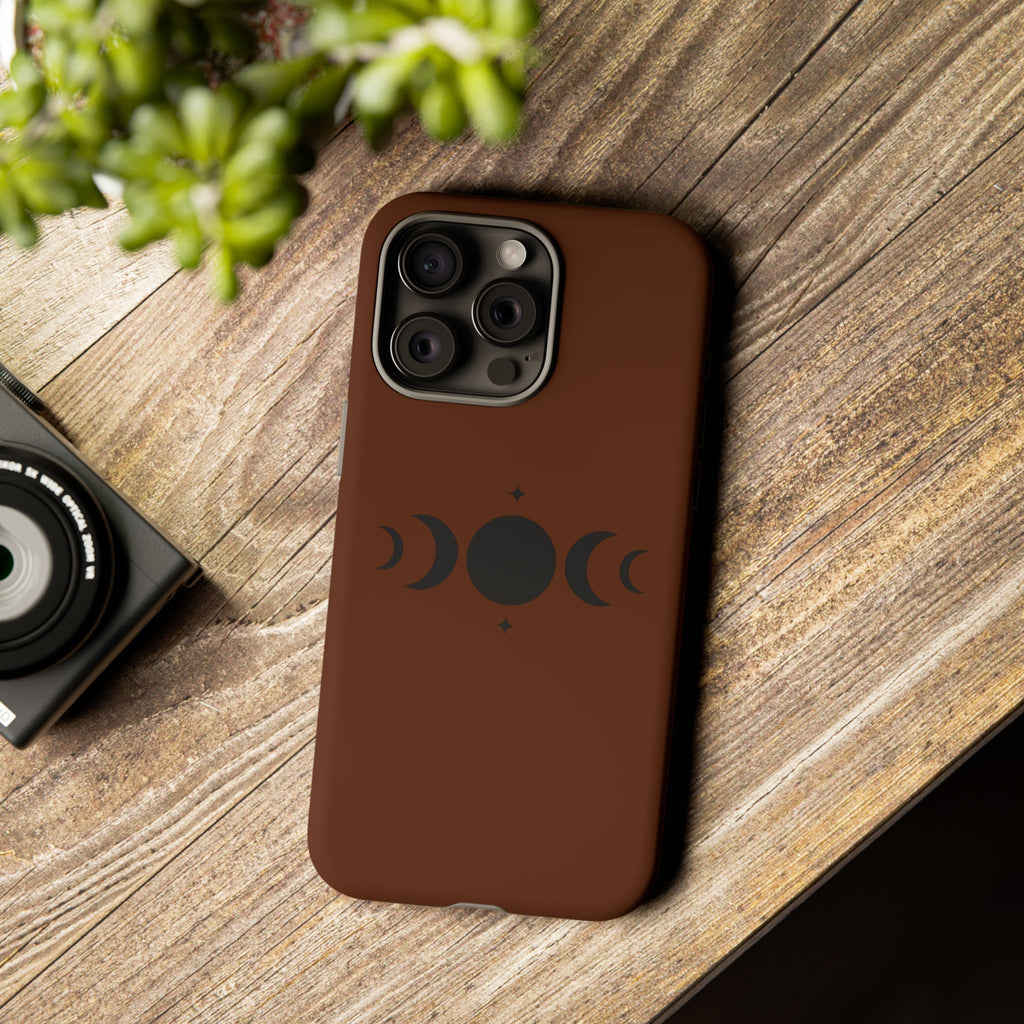 Triple Moon Phone Case — Brown Witchy Celestial iPhone Cover