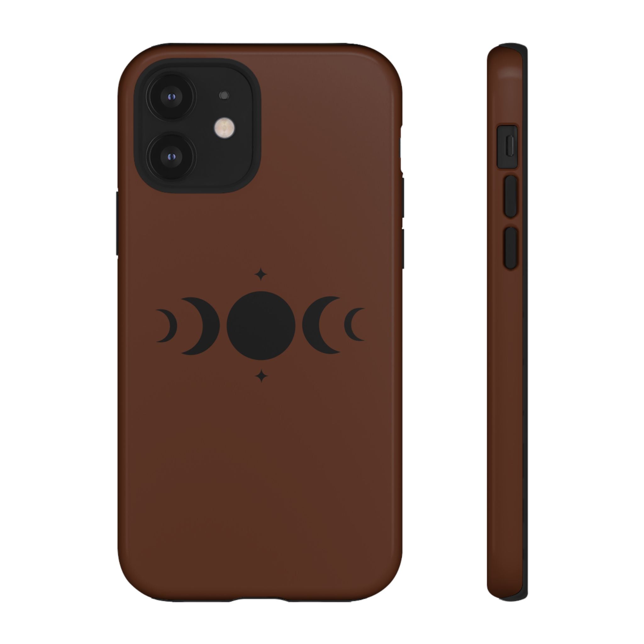 Triple Moon Phone Case — Brown Witchy Celestial iPhone Cover