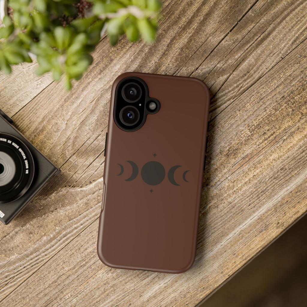 Triple Moon Phone Case — Brown Witchy Celestial iPhone Cover