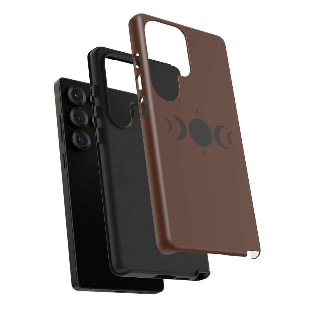Triple Moon Phone Case — Brown Witchy Celestial iPhone Cover