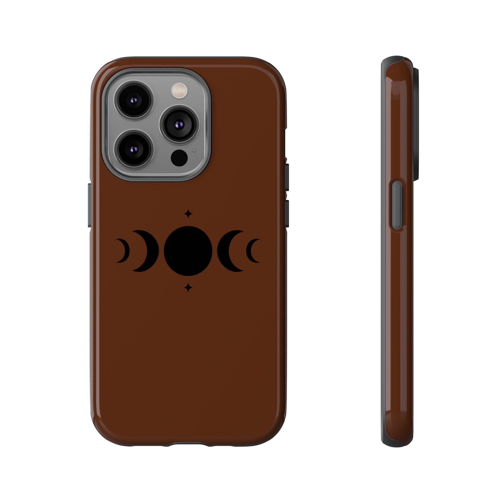 Triple Moon Phone Case — Brown Witchy Celestial iPhone Cover