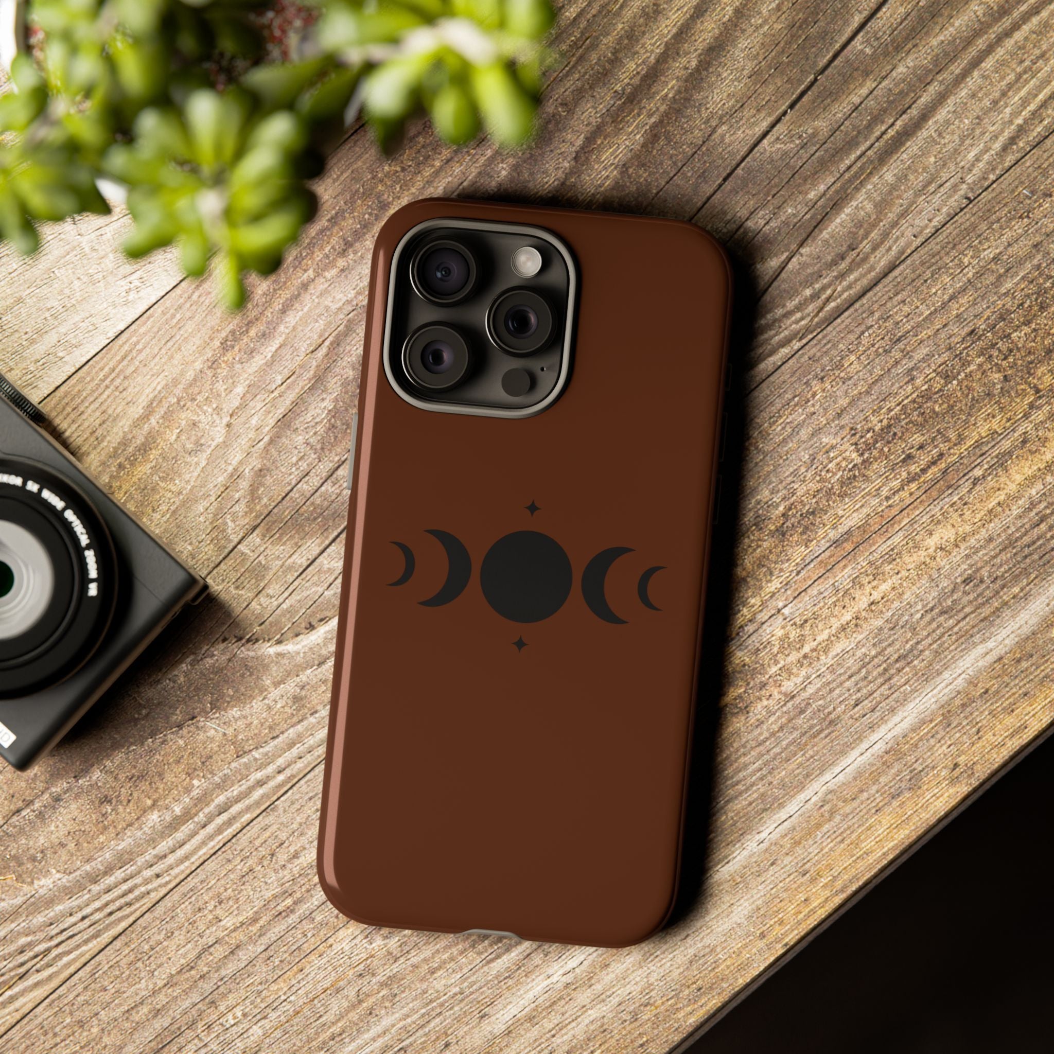 Triple Moon Phone Case — Brown Witchy Celestial iPhone Cover
