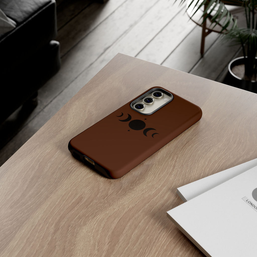 Triple Moon Phone Case — Brown Witchy Celestial iPhone Cover