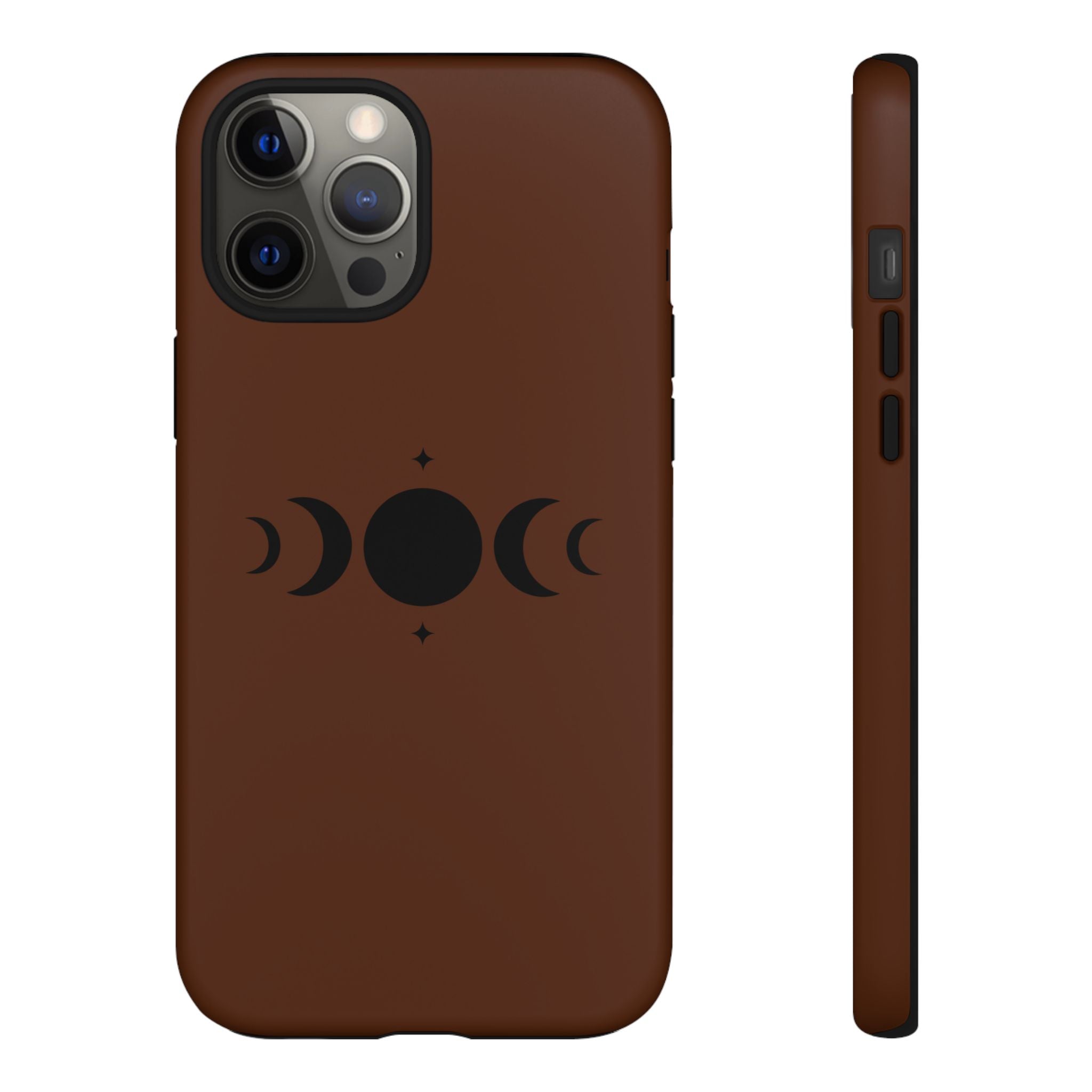 Triple Moon Phone Case — Brown Witchy Celestial iPhone Cover