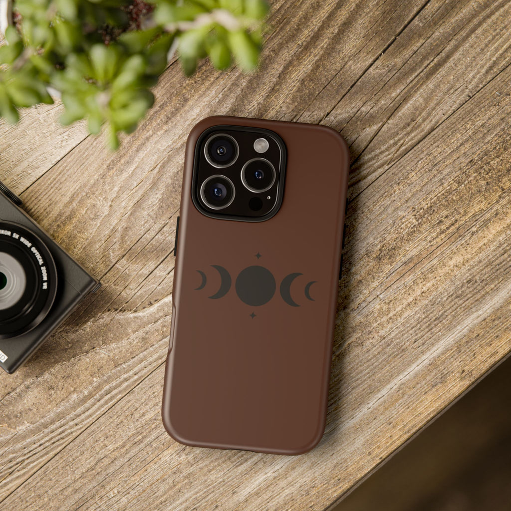 Triple Moon Phone Case — Brown Witchy Celestial iPhone Cover