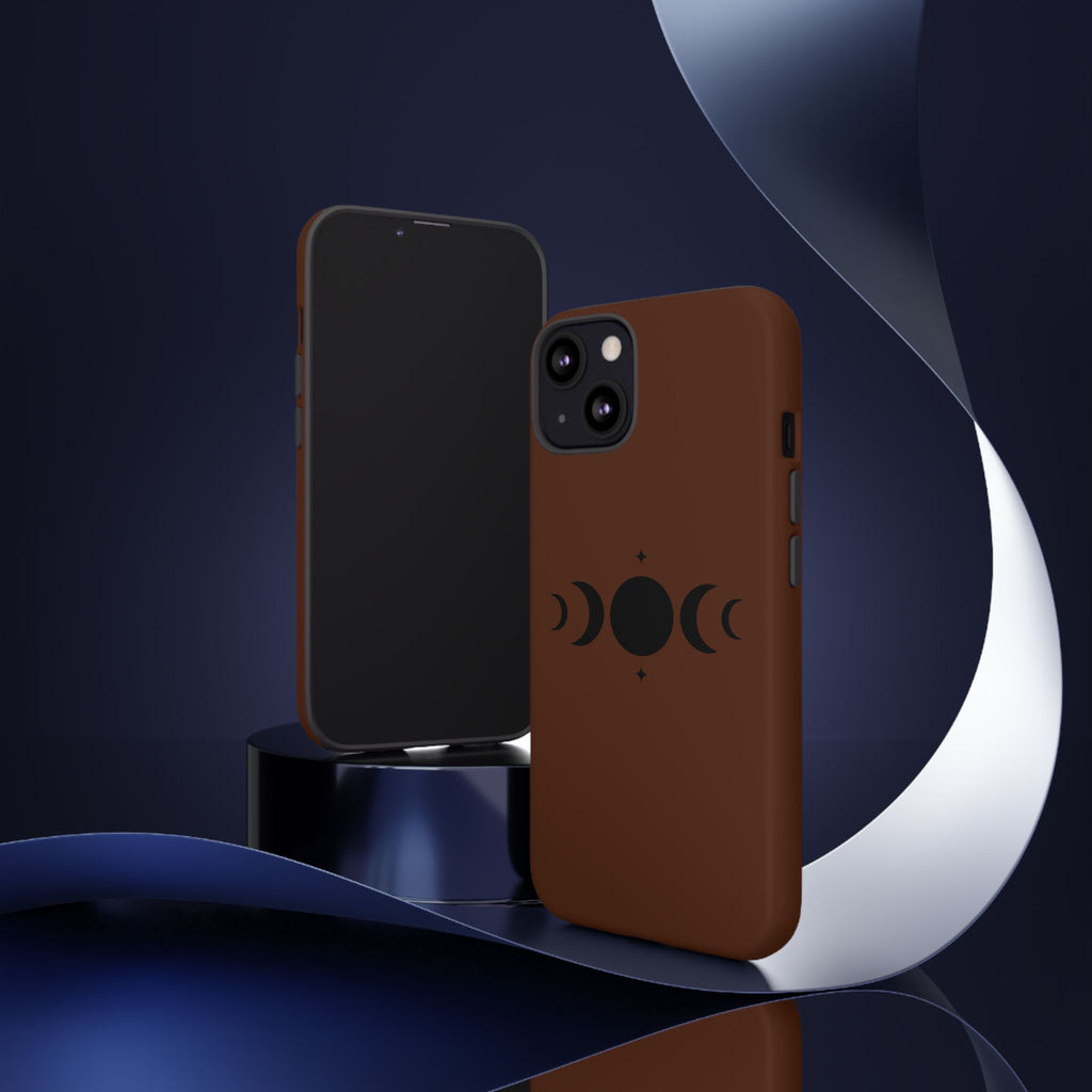 Triple Moon Phone Case — Brown Witchy Celestial iPhone Cover