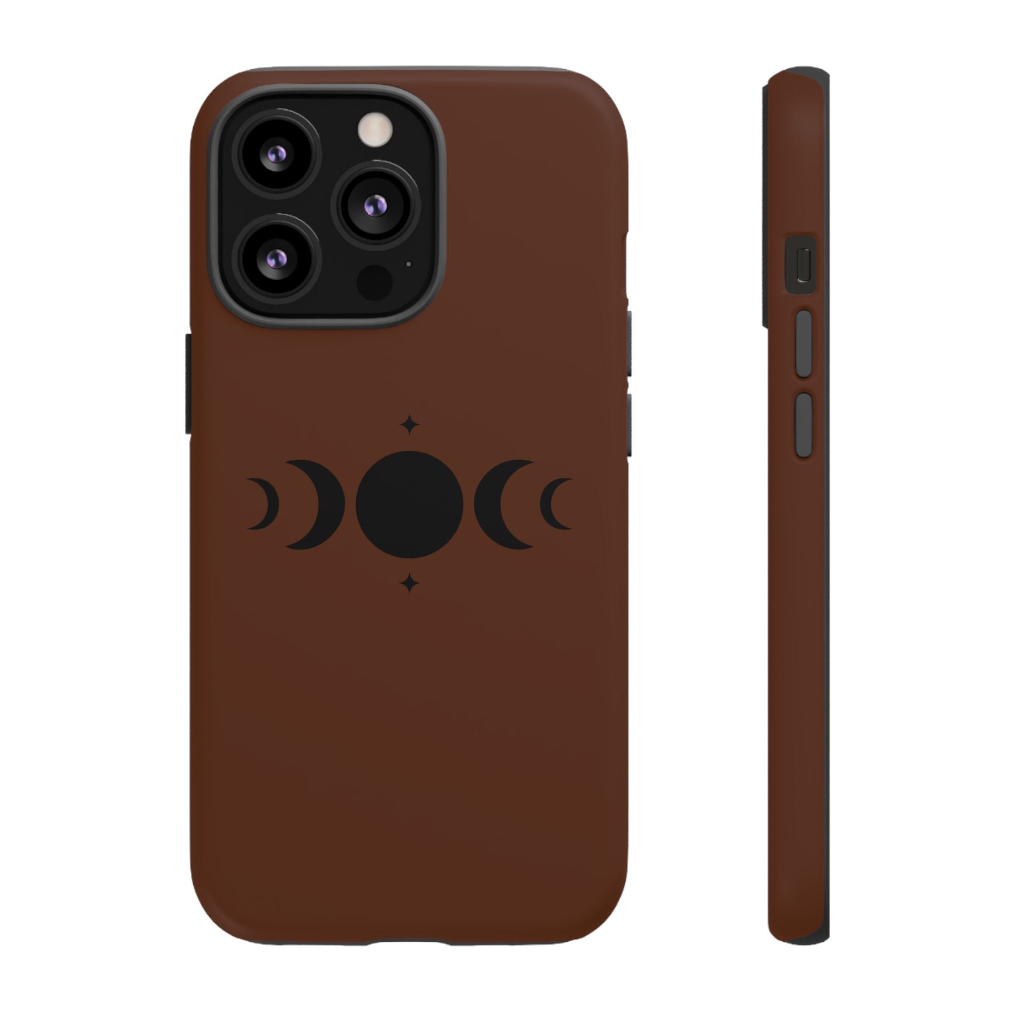 Triple Moon Phone Case — Brown Witchy Celestial iPhone Cover