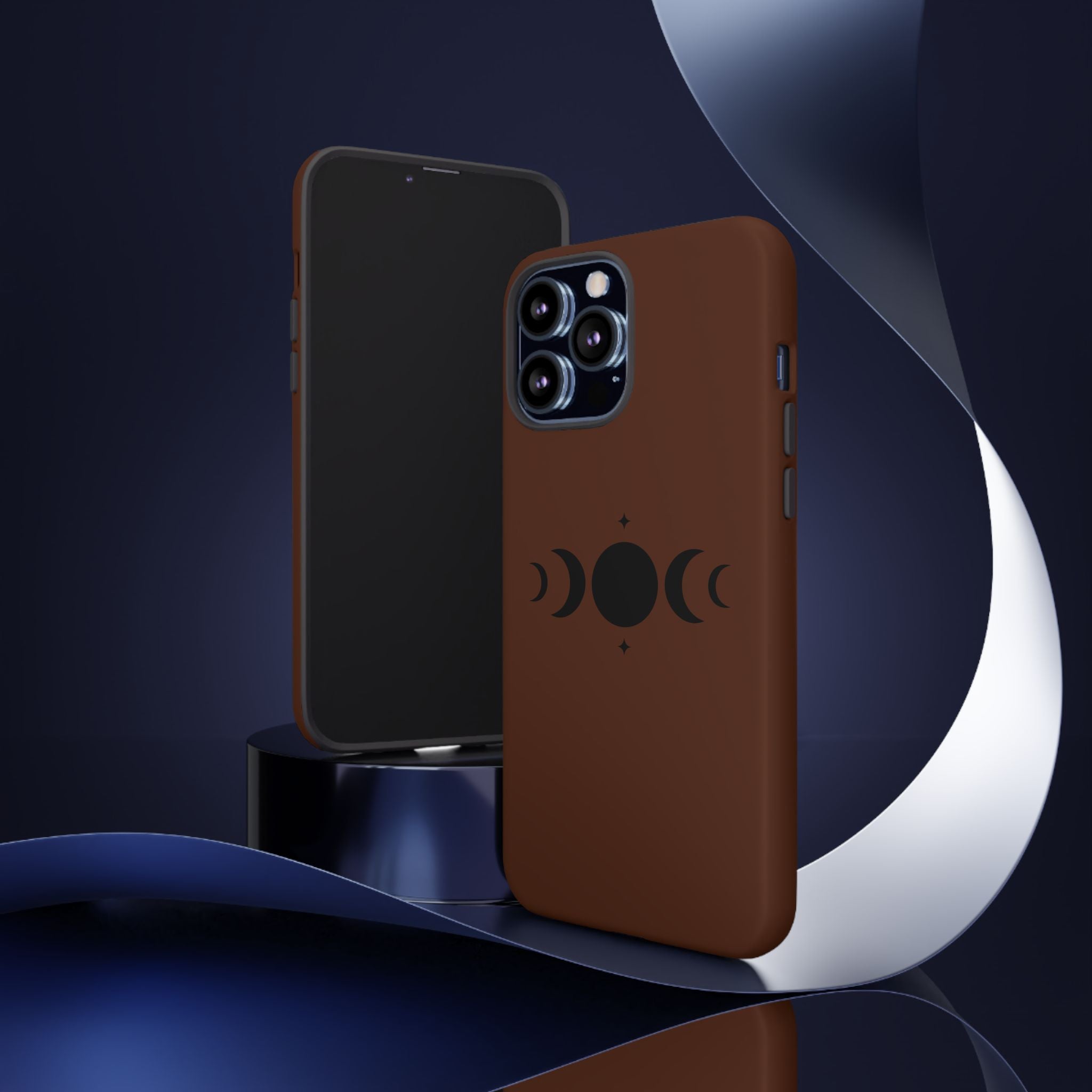 Triple Moon Phone Case — Brown Witchy Celestial iPhone Cover