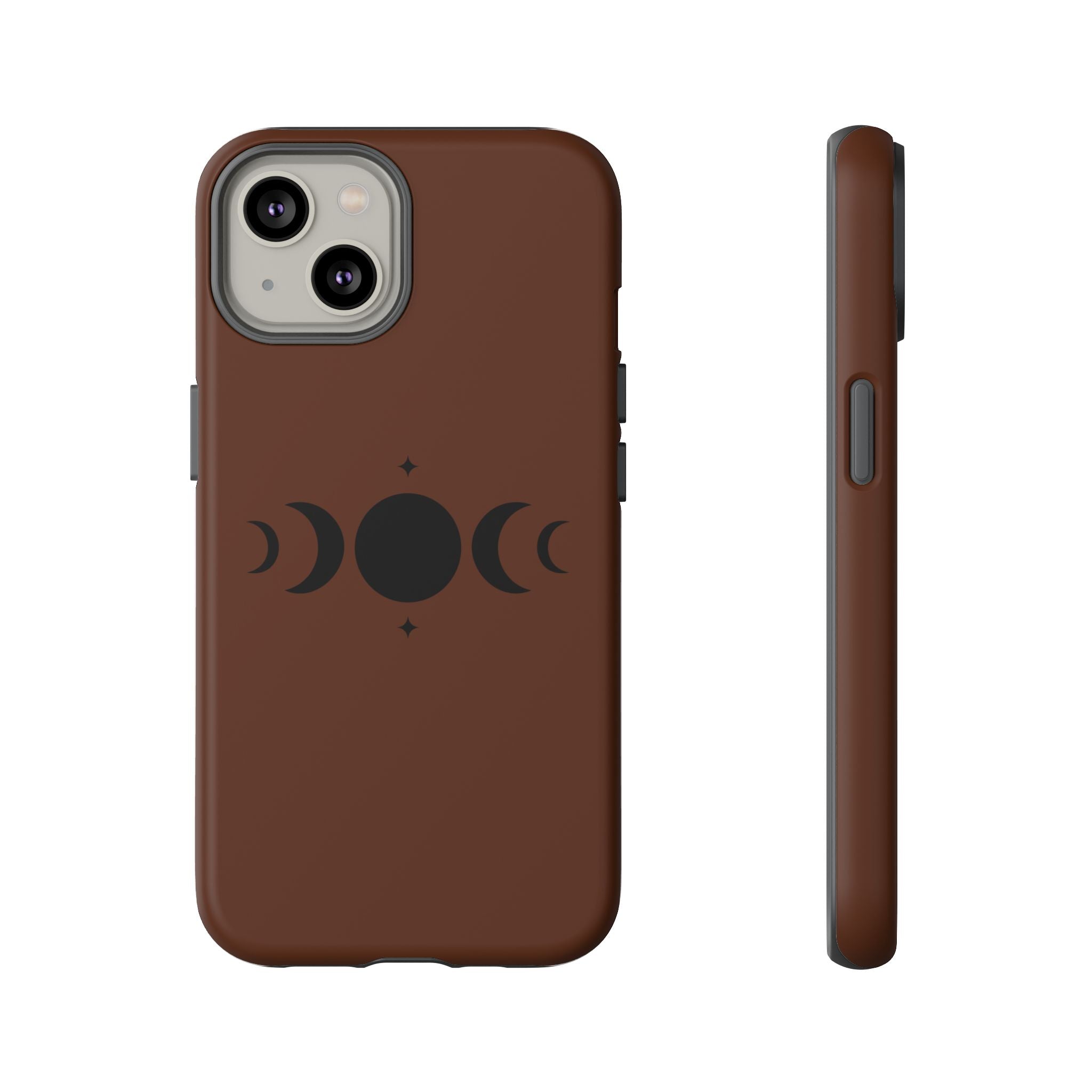 Triple Moon Phone Case — Brown Witchy Celestial iPhone Cover