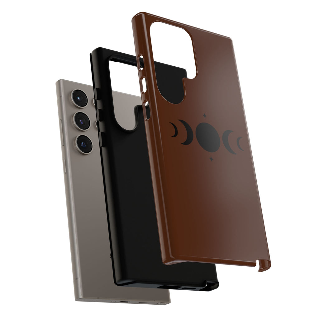 Triple Moon Phone Case — Brown Witchy Celestial iPhone Cover