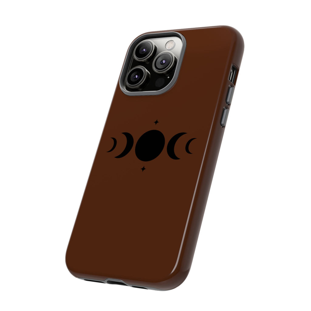 Triple Moon Phone Case — Brown Witchy Celestial iPhone Cover