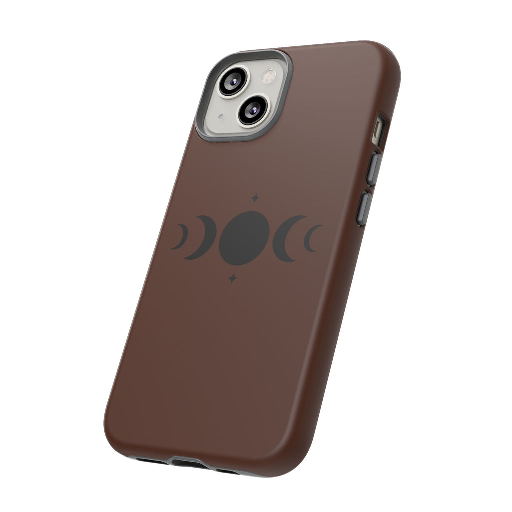 Triple Moon Phone Case — Brown Witchy Celestial iPhone Cover