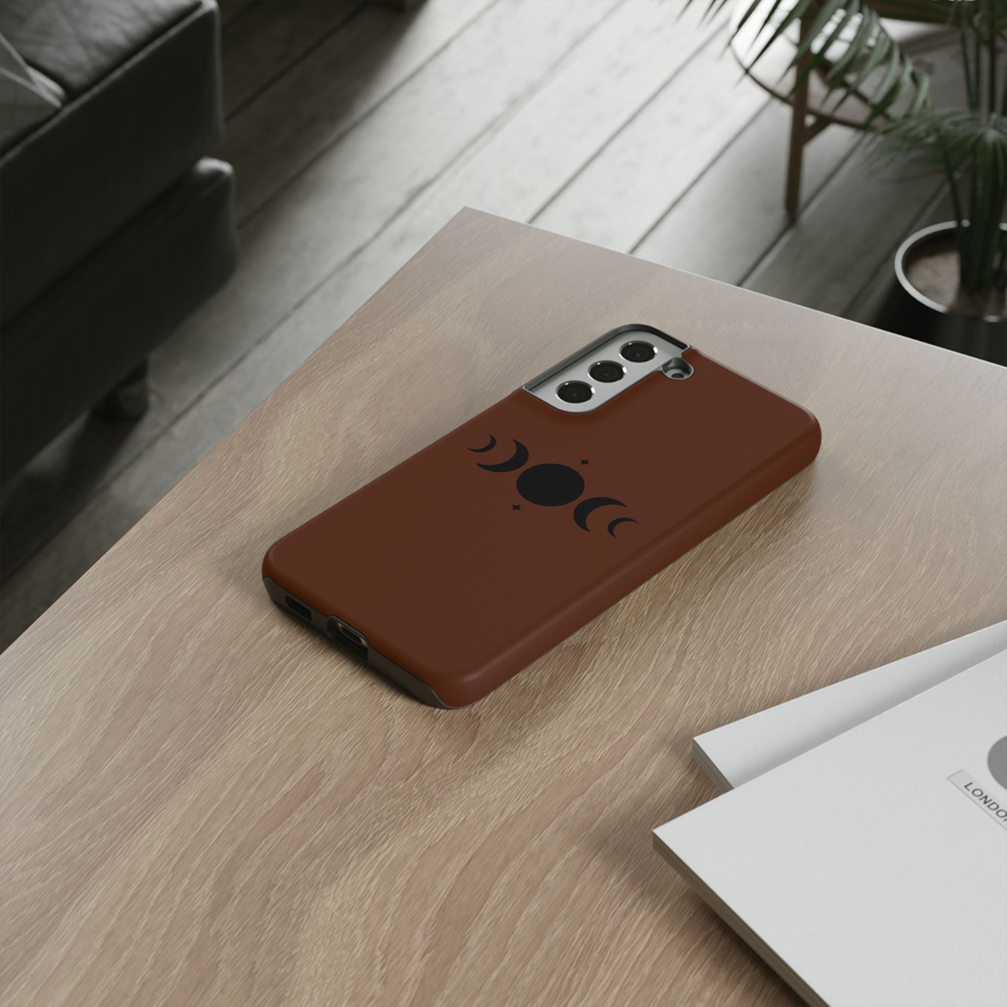 Triple Moon Phone Case — Brown Witchy Celestial iPhone Cover