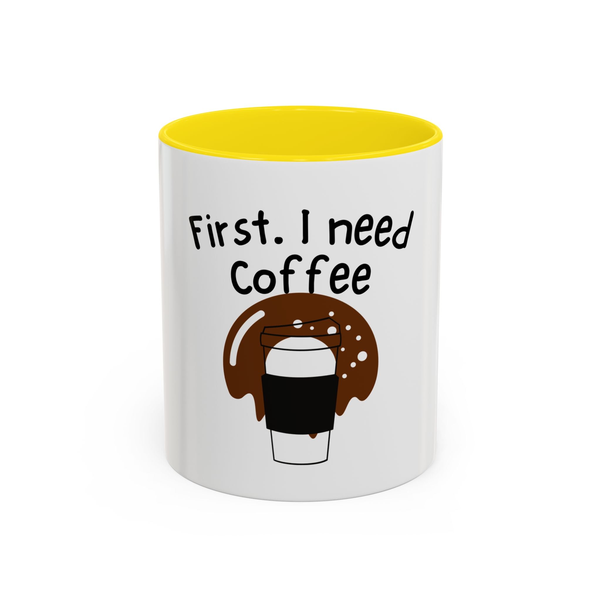 Coffee Accent Mug — Funny Donut & Latte Ceramic Coffee Cup (11/15oz)