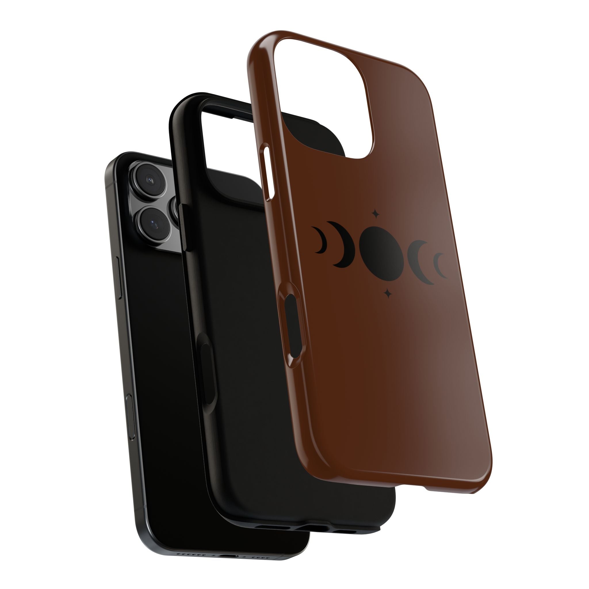 Triple Moon Phone Case — Brown Witchy Celestial iPhone Cover