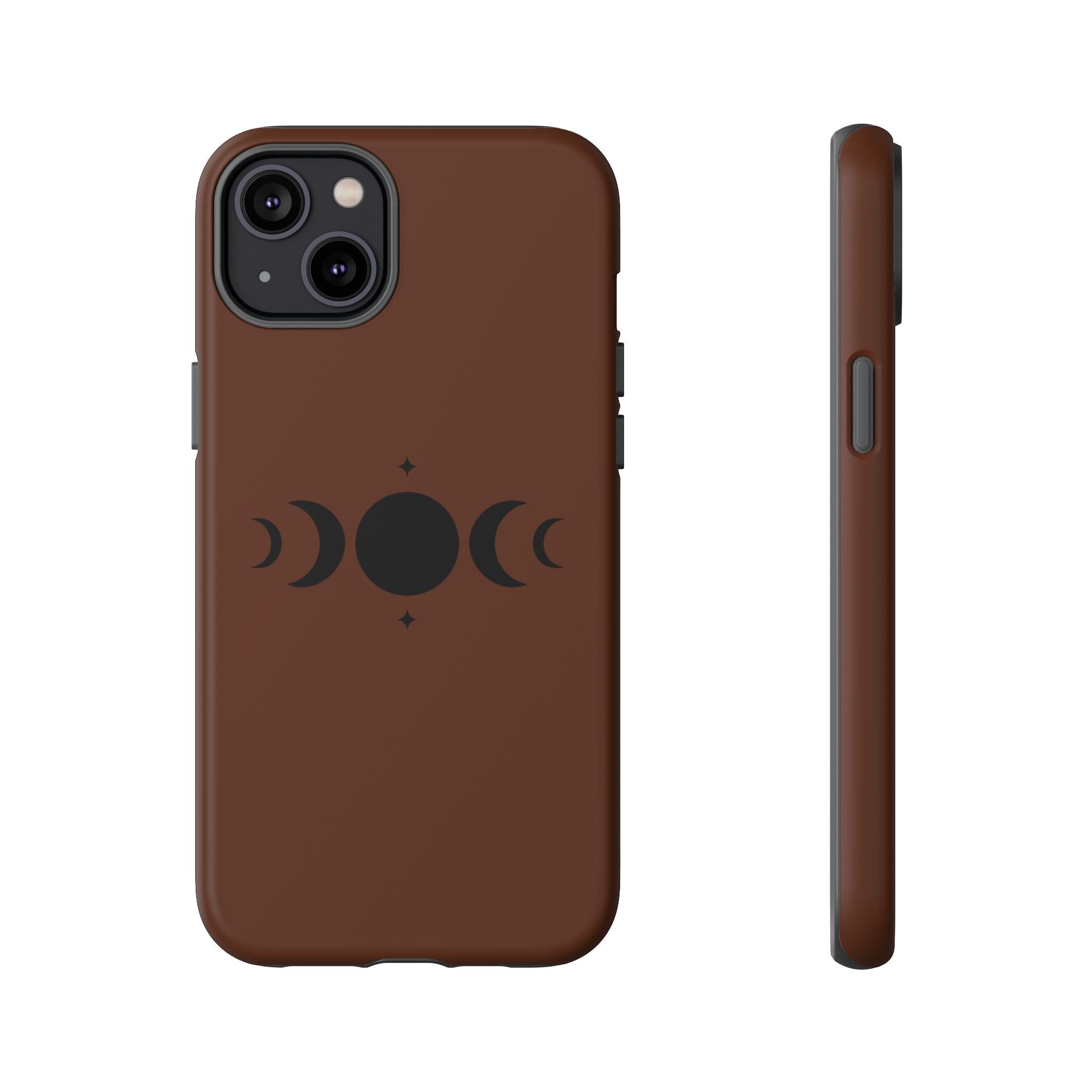 Triple Moon Phone Case — Brown Witchy Celestial iPhone Cover