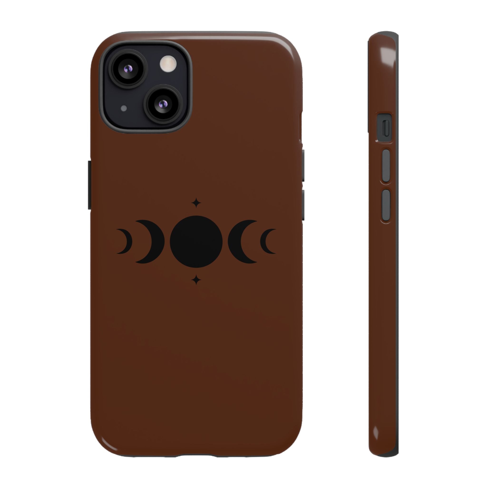 Triple Moon Phone Case — Brown Witchy Celestial iPhone Cover