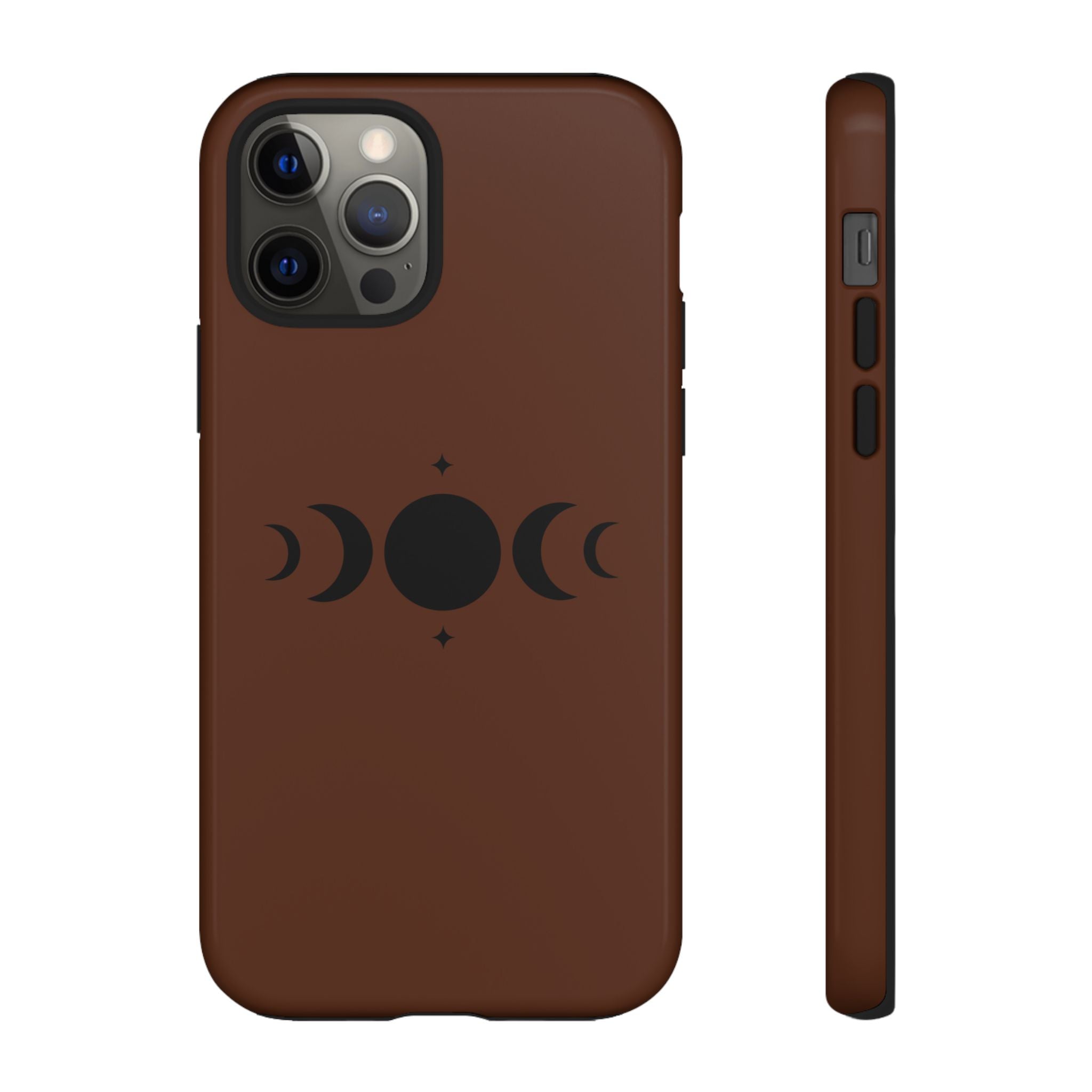Triple Moon Phone Case — Brown Witchy Celestial iPhone Cover