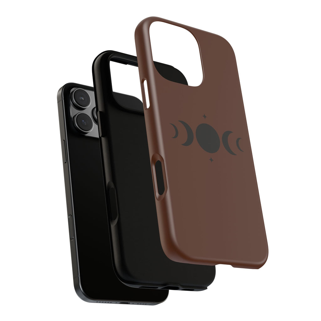 Triple Moon Phone Case — Brown Witchy Celestial iPhone Cover
