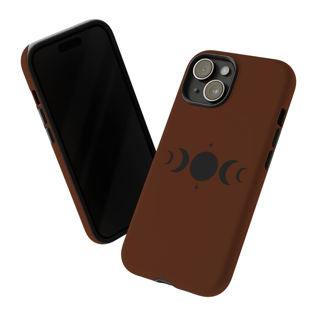 Triple Moon Phone Case — Brown Witchy Celestial iPhone Cover
