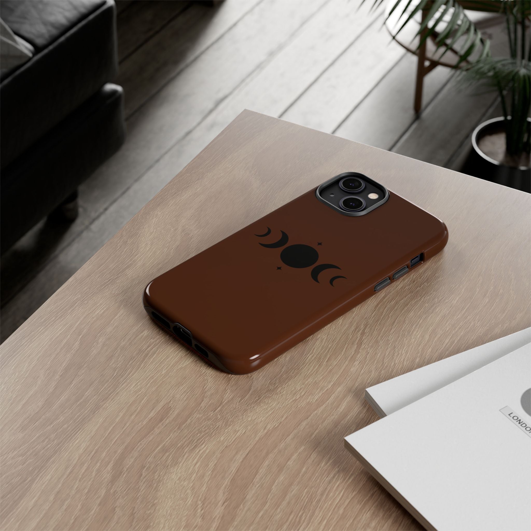 Triple Moon Phone Case — Brown Witchy Celestial iPhone Cover