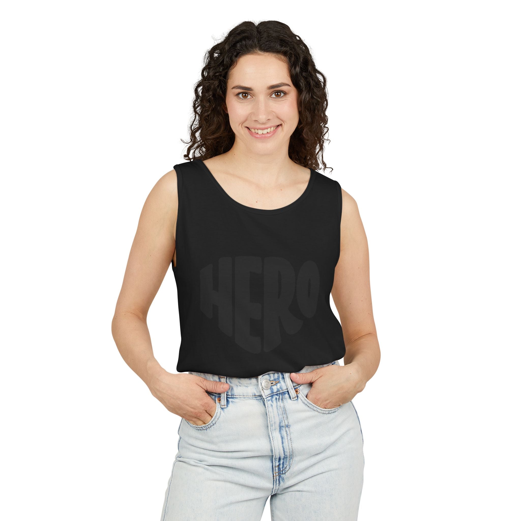 Unisex Hero Graphic Tank Top — Bold Retro "HERO" Design