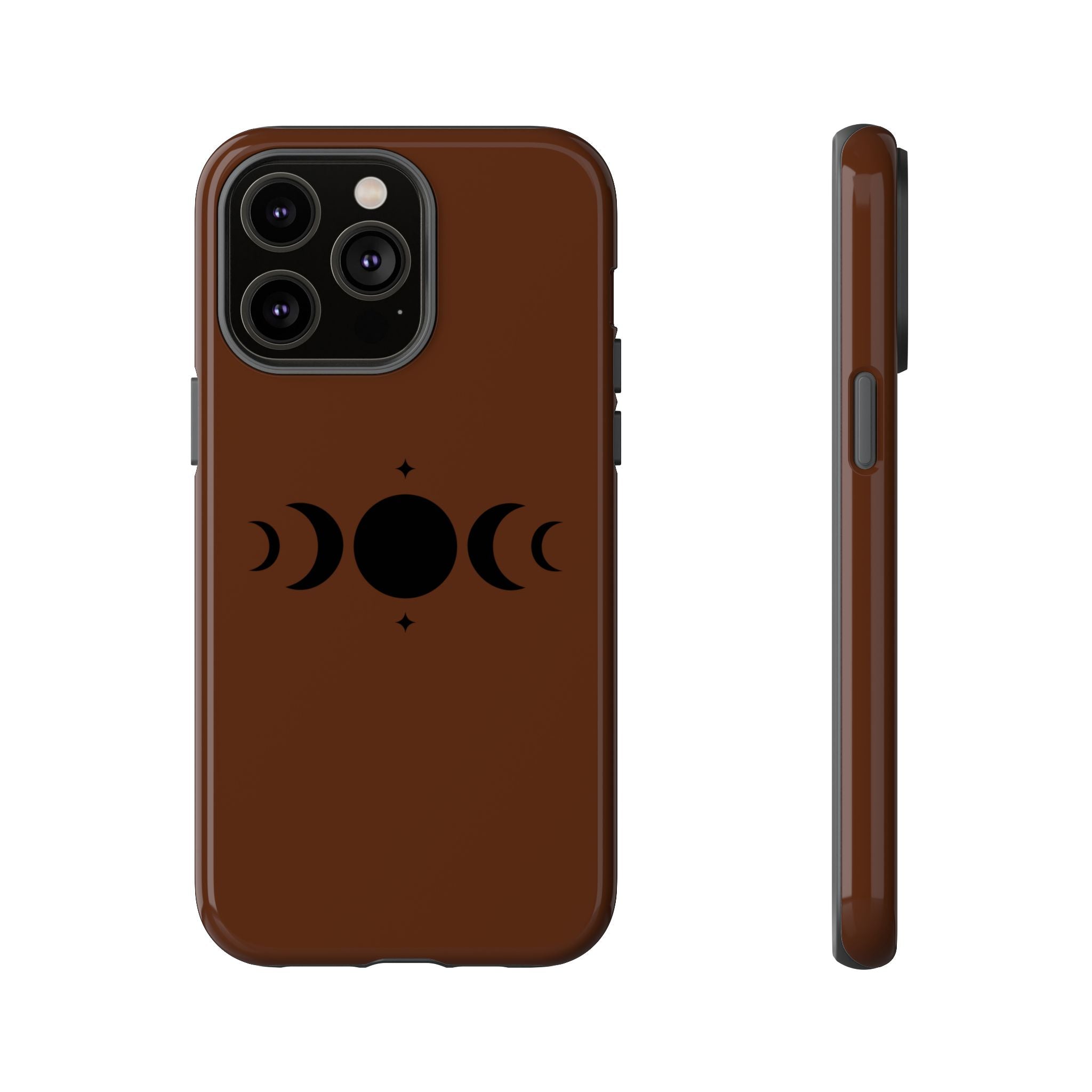 Triple Moon Phone Case — Brown Witchy Celestial iPhone Cover