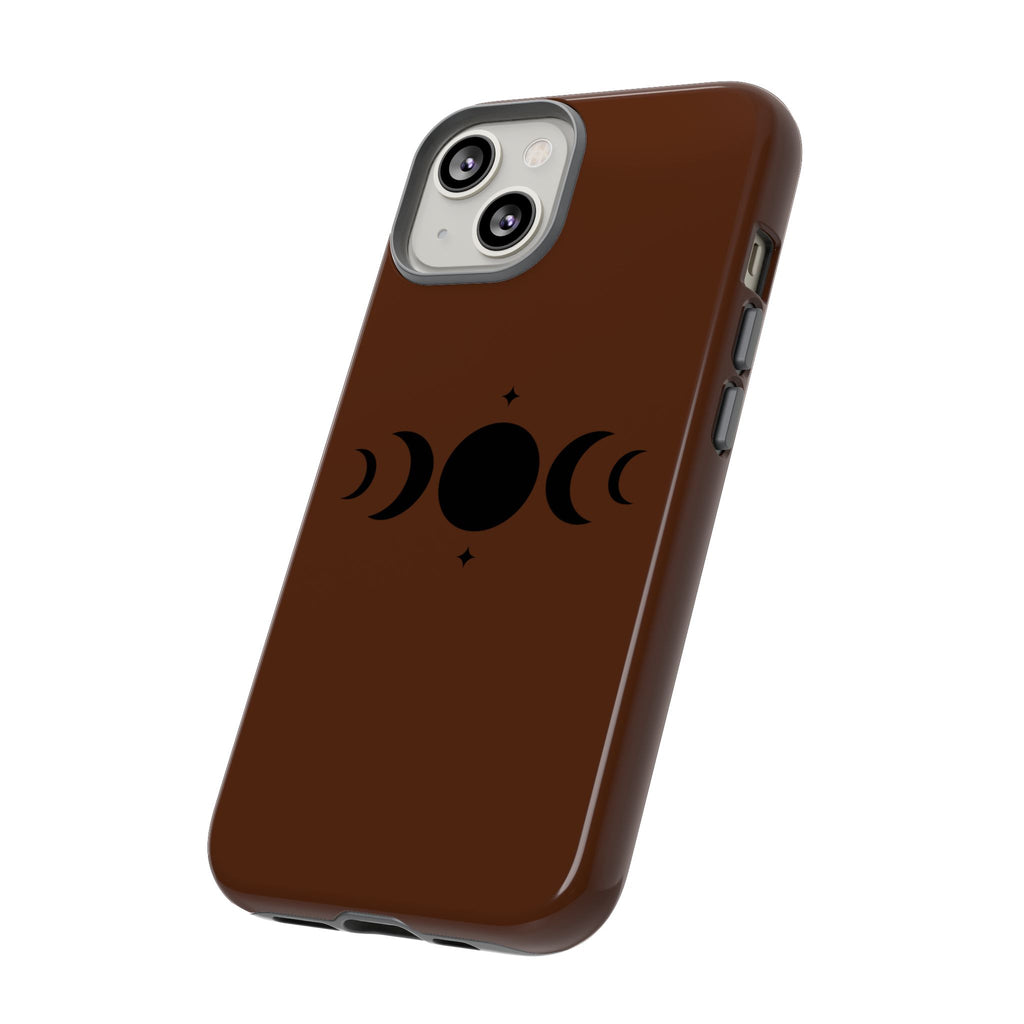 Triple Moon Phone Case — Brown Witchy Celestial iPhone Cover