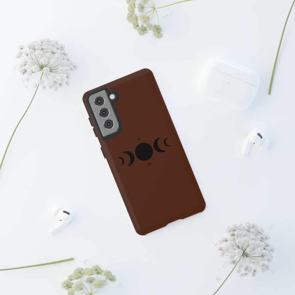 Triple Moon Phone Case — Brown Witchy Celestial iPhone Cover