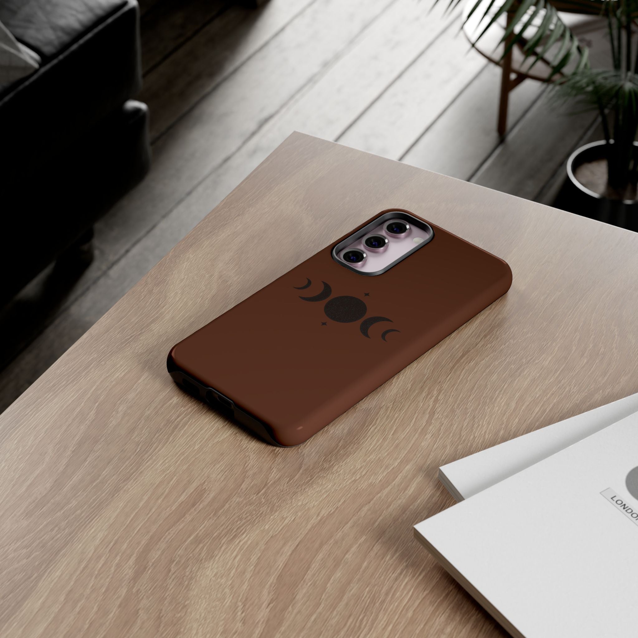 Triple Moon Phone Case — Brown Witchy Celestial iPhone Cover