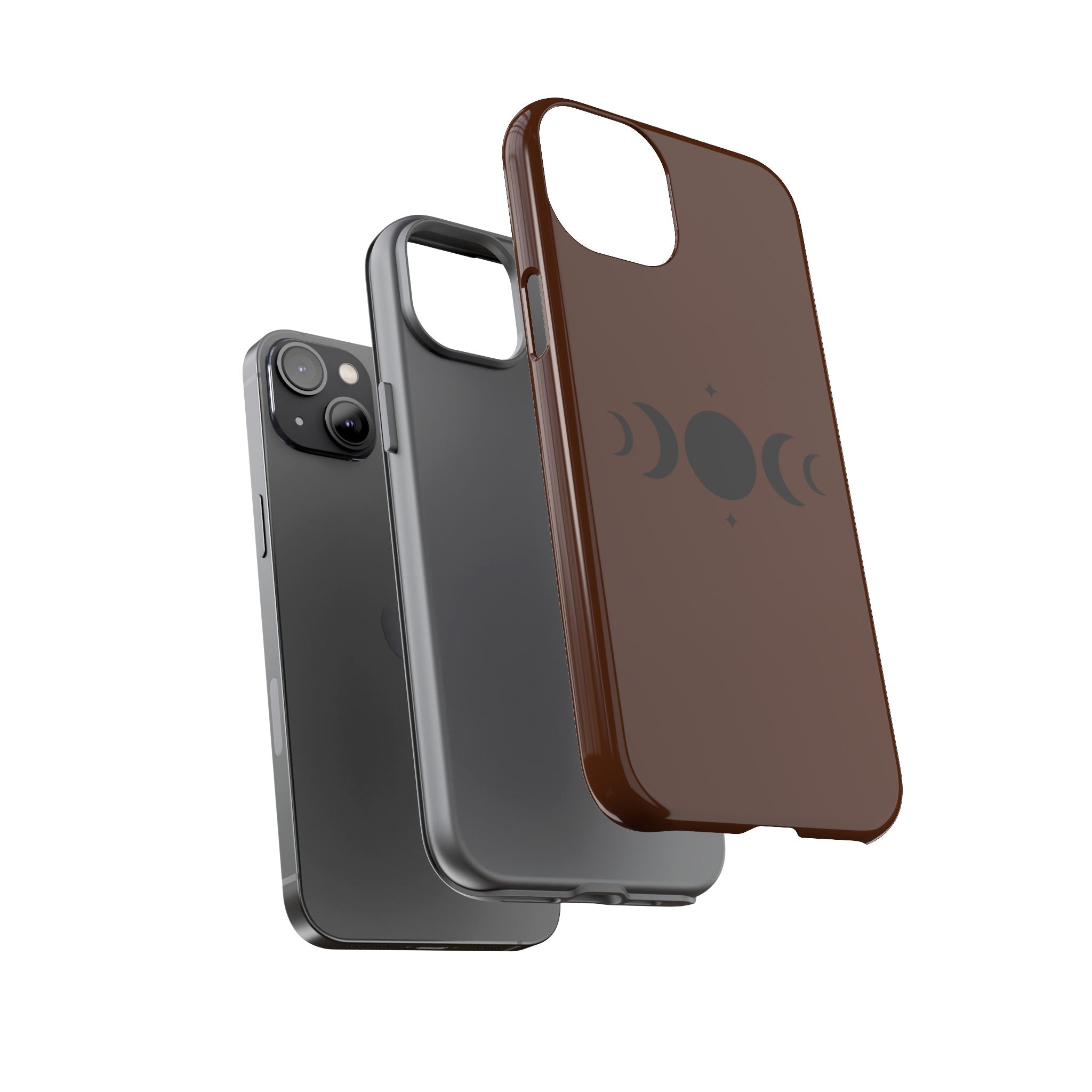 Triple Moon Phone Case — Brown Witchy Celestial iPhone Cover