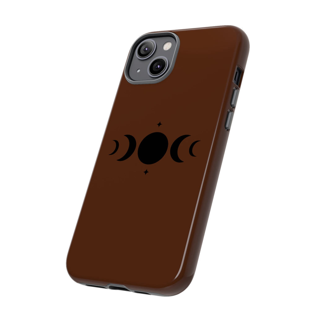 Triple Moon Phone Case — Brown Witchy Celestial iPhone Cover