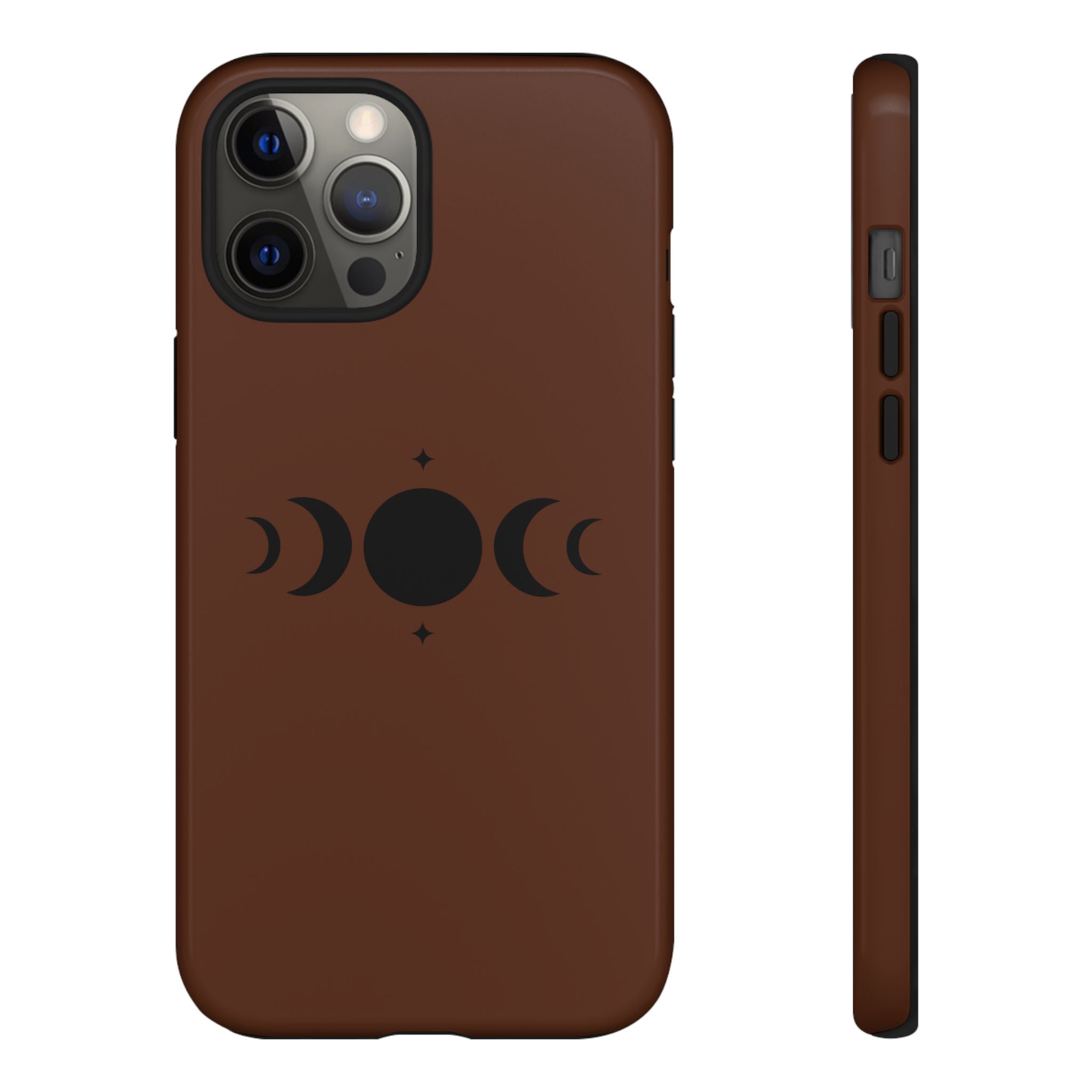 Triple Moon Phone Case — Brown Witchy Celestial iPhone Cover