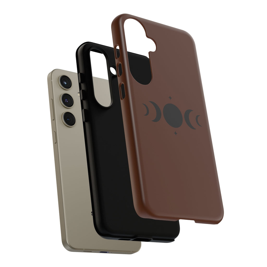 Triple Moon Phone Case — Brown Witchy Celestial iPhone Cover