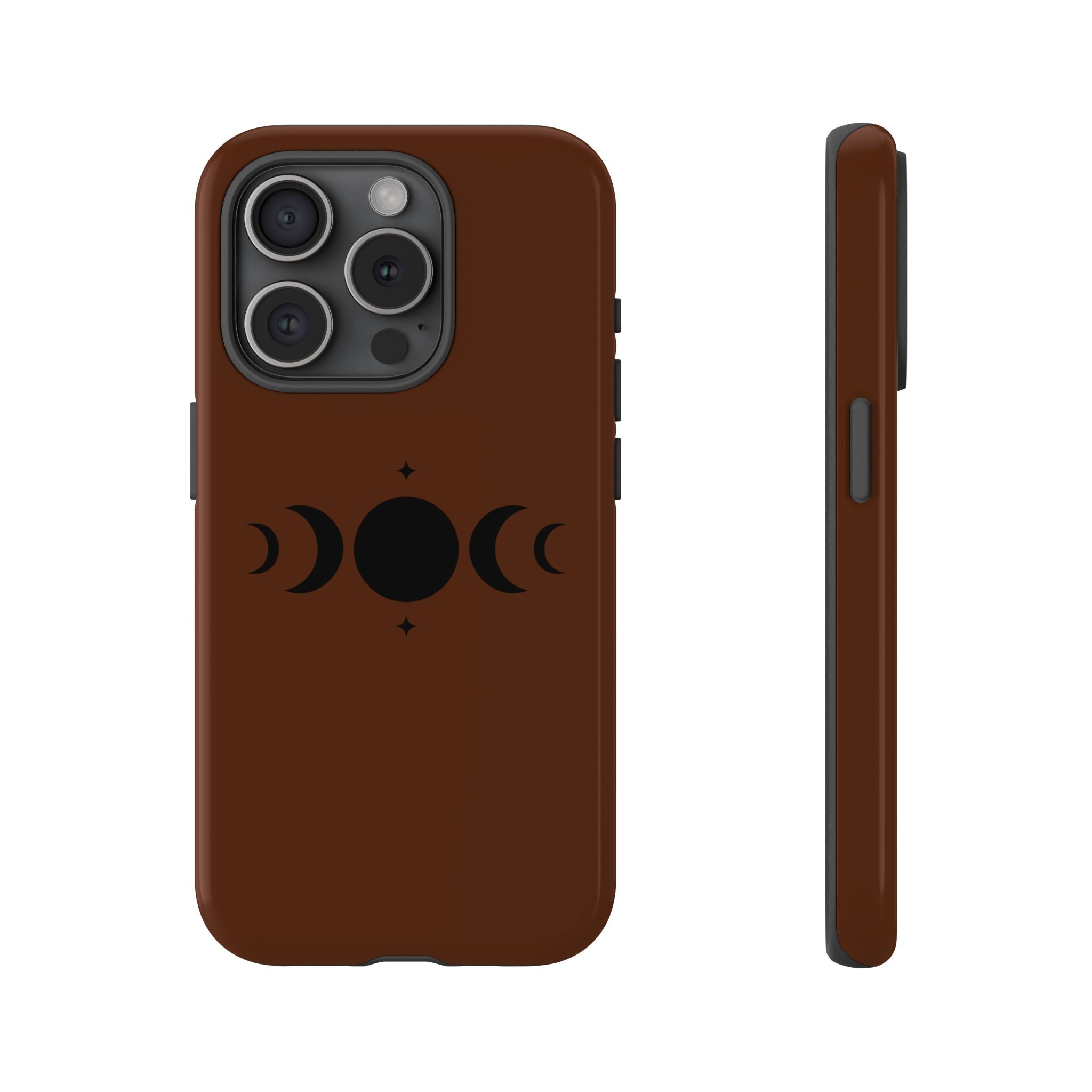 Triple Moon Phone Case — Brown Witchy Celestial iPhone Cover