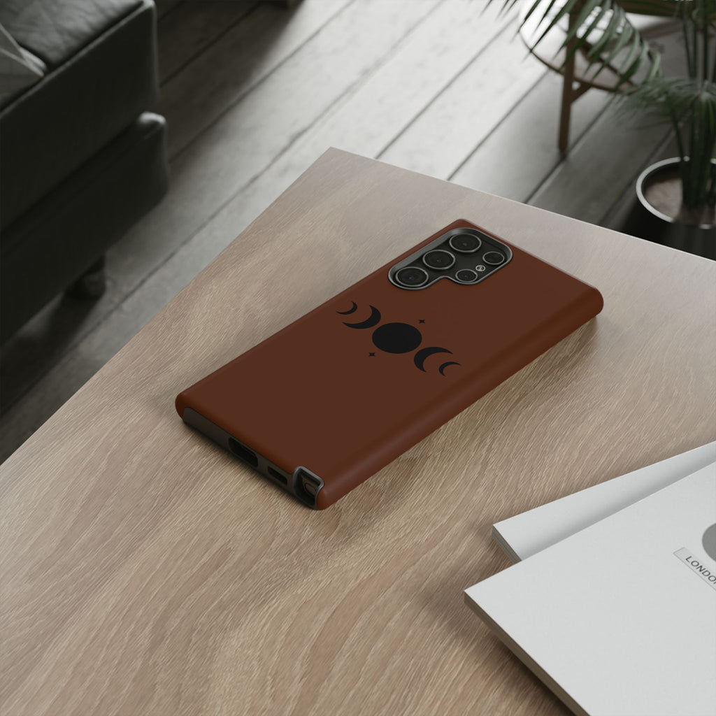Triple Moon Phone Case — Brown Witchy Celestial iPhone Cover