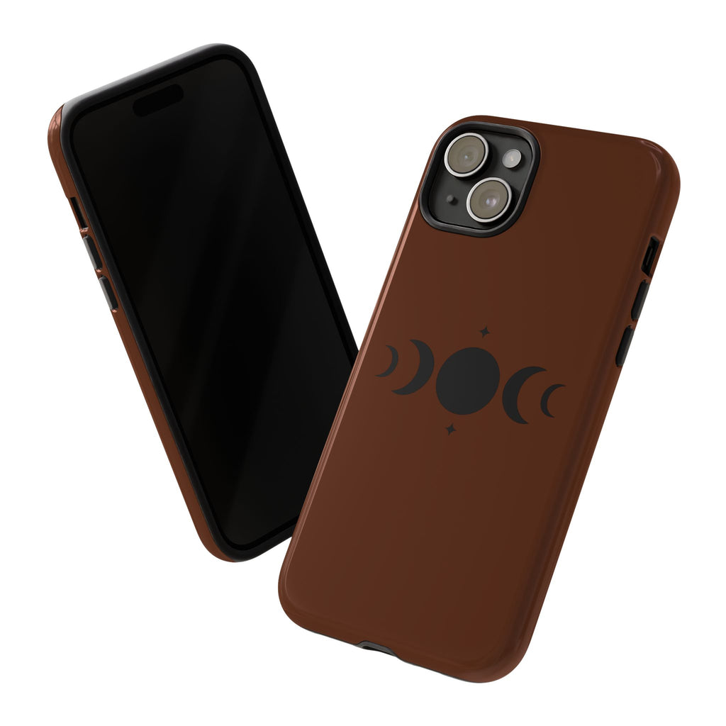 Triple Moon Phone Case — Brown Witchy Celestial iPhone Cover