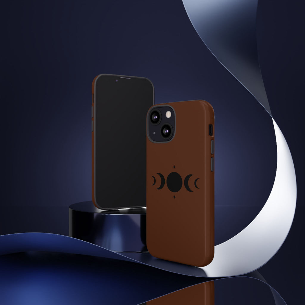 Triple Moon Phone Case — Brown Witchy Celestial iPhone Cover