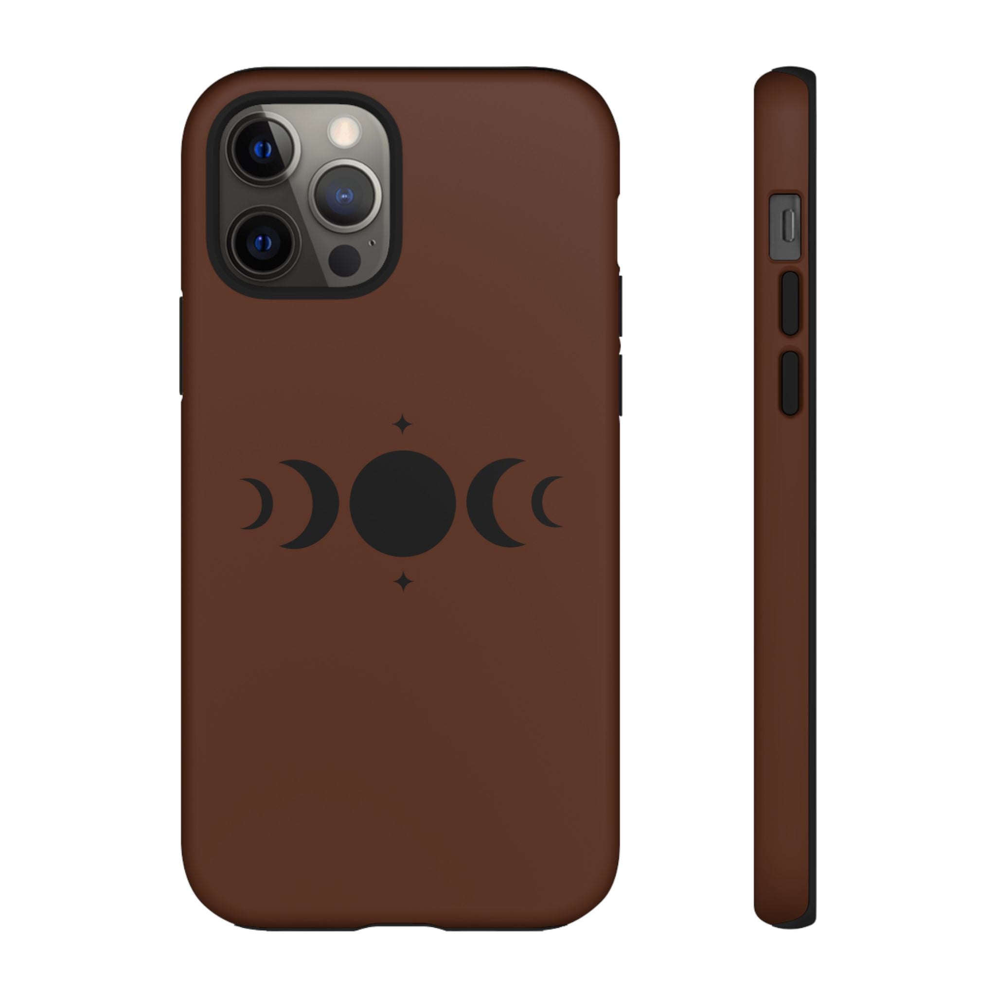 Triple Moon Phone Case — Brown Witchy Celestial iPhone Cover