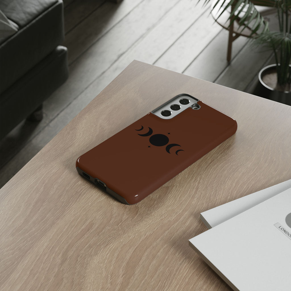 Triple Moon Phone Case — Brown Witchy Celestial iPhone Cover