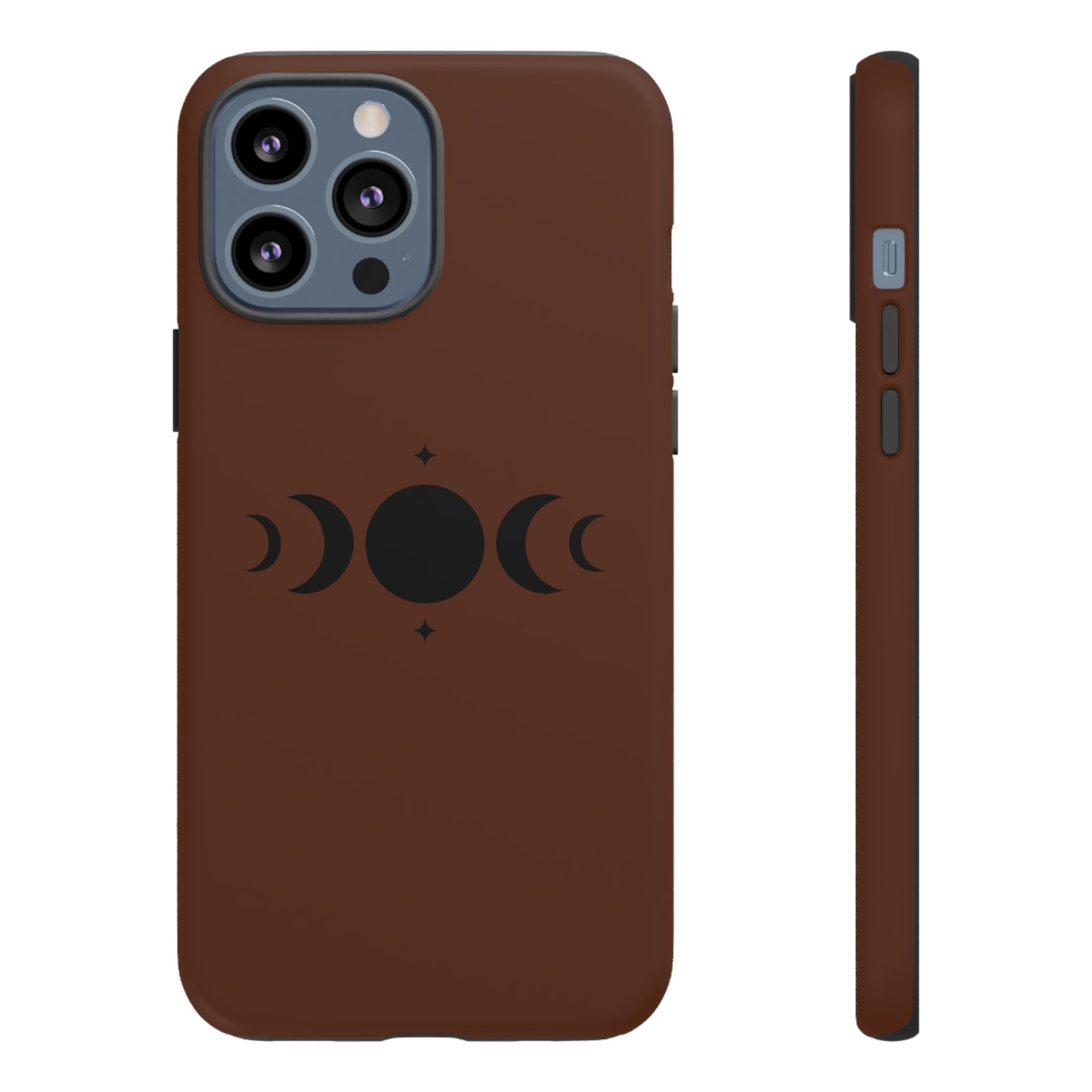 Triple Moon Phone Case — Brown Witchy Celestial iPhone Cover