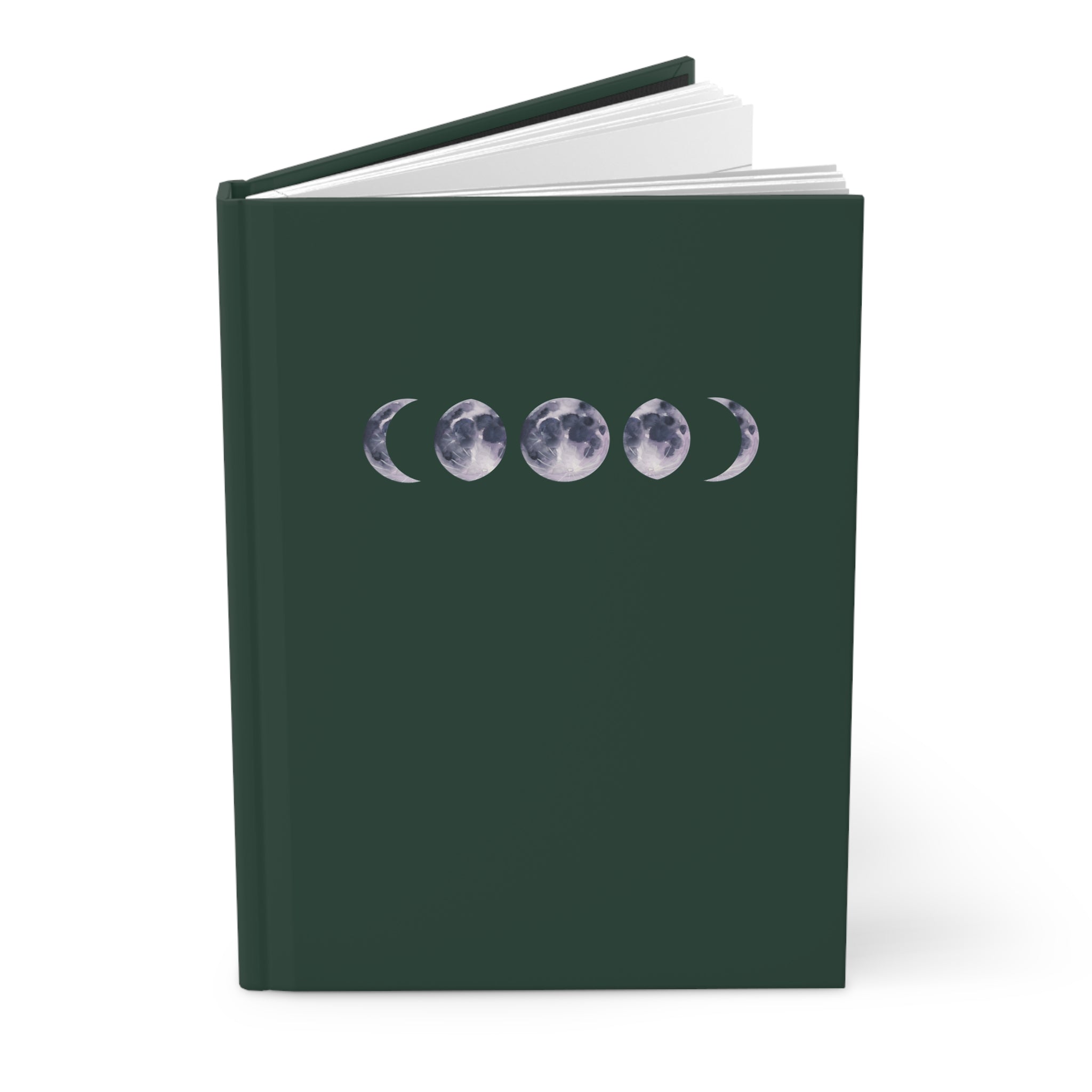 Moon Phase Hardcover Journal — Matte Green Notebook
