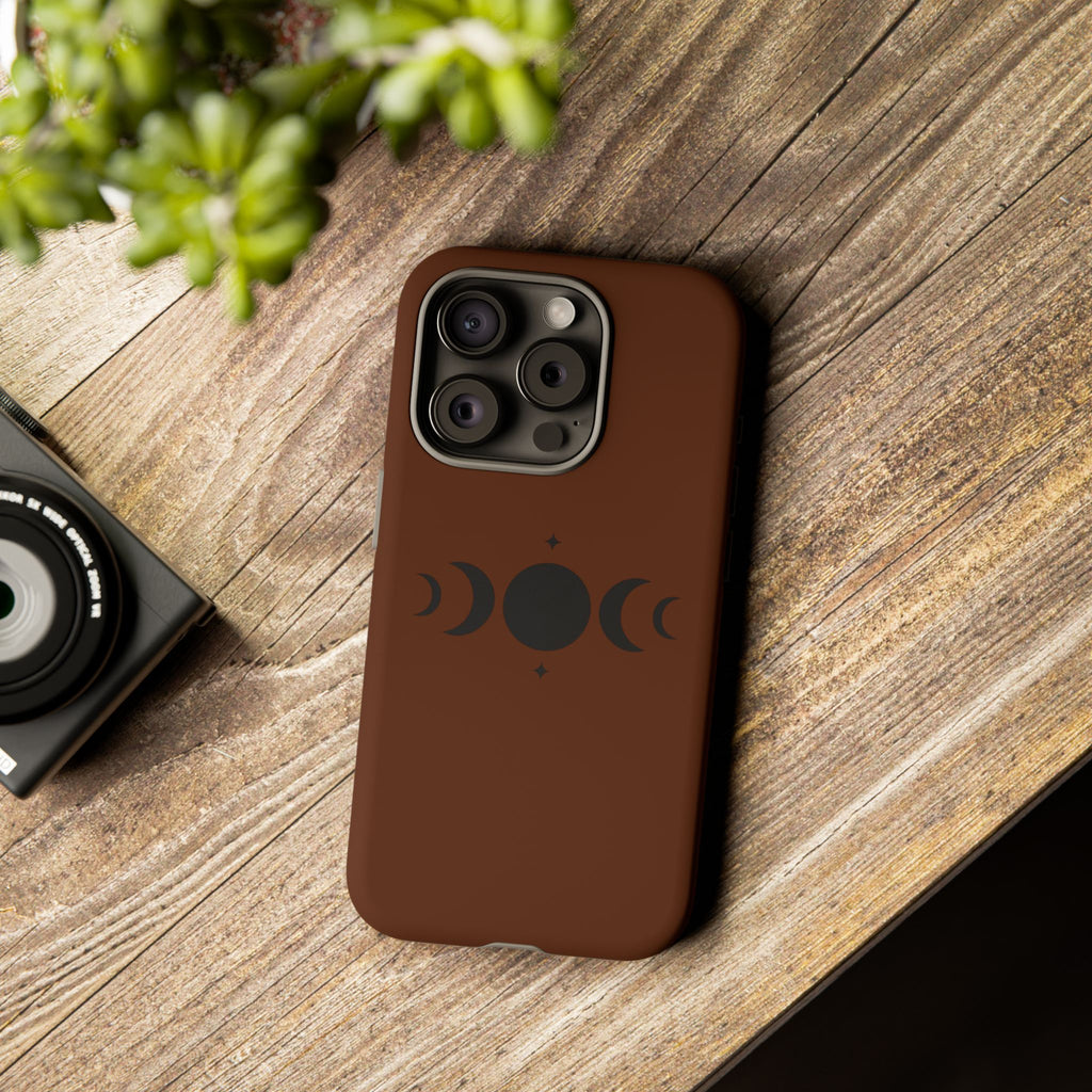 Triple Moon Phone Case — Brown Witchy Celestial iPhone Cover