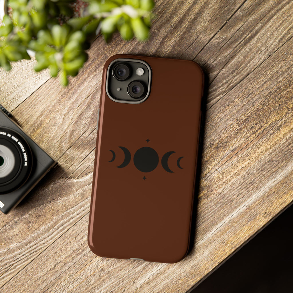 Triple Moon Phone Case — Brown Witchy Celestial iPhone Cover