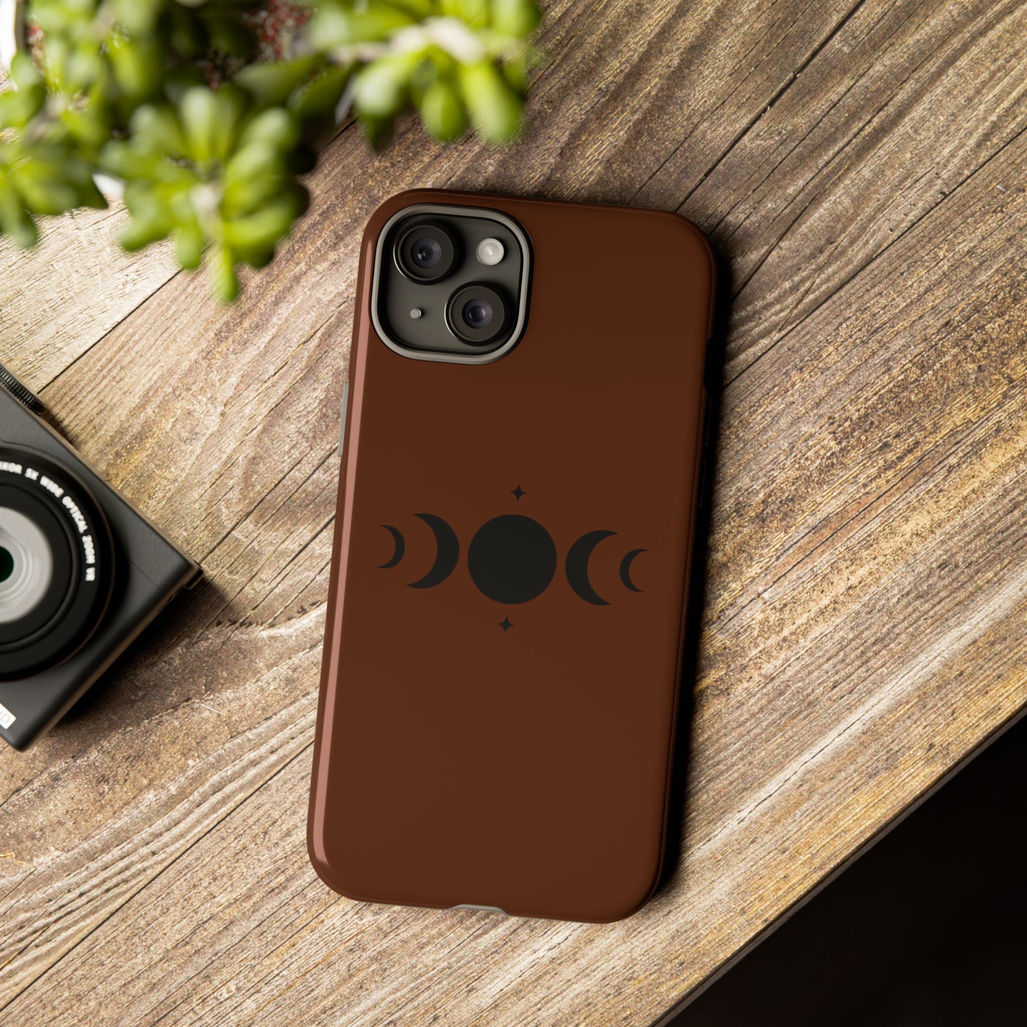 Triple Moon Phone Case — Brown Witchy Celestial iPhone Cover