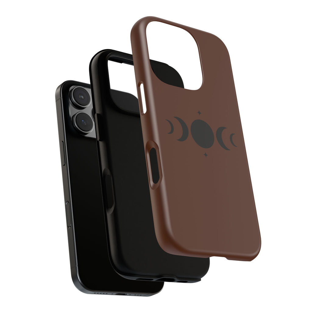 Triple Moon Phone Case — Brown Witchy Celestial iPhone Cover