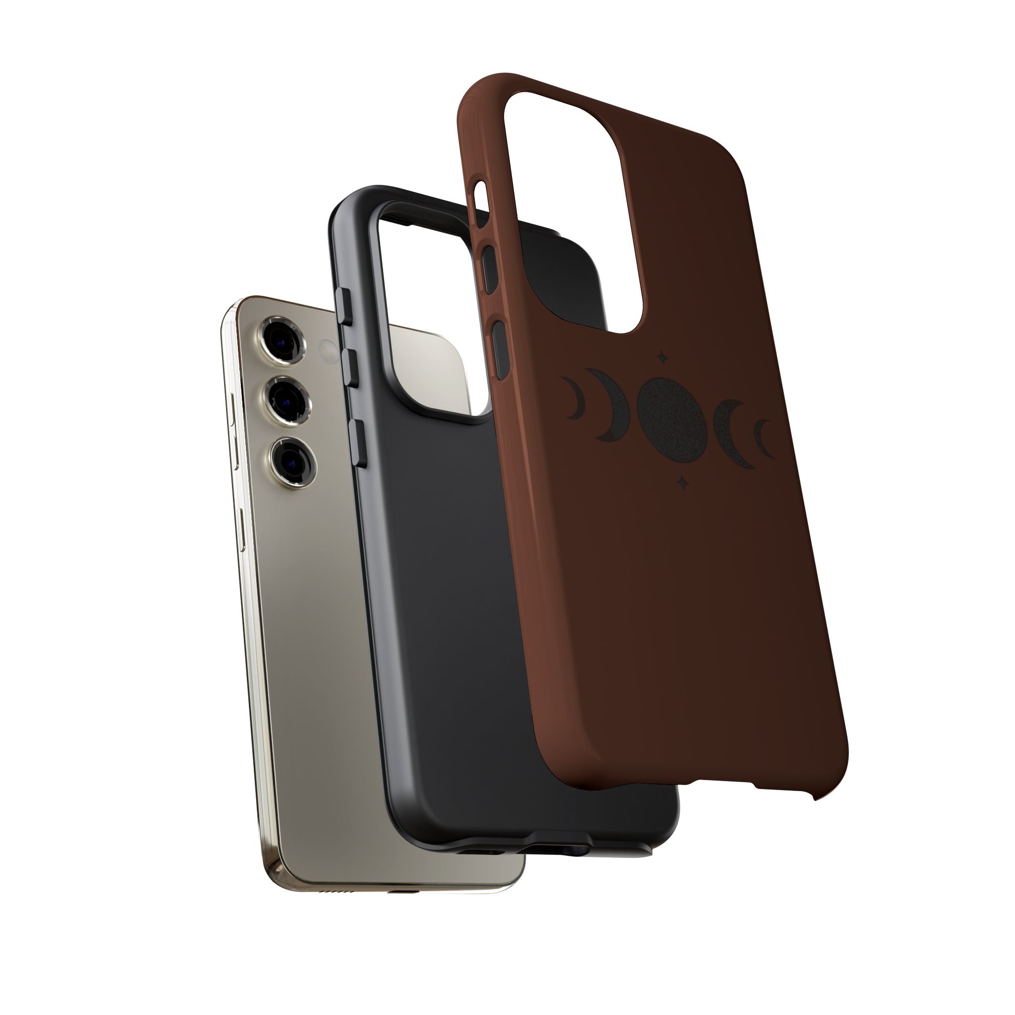 Triple Moon Phone Case — Brown Witchy Celestial iPhone Cover