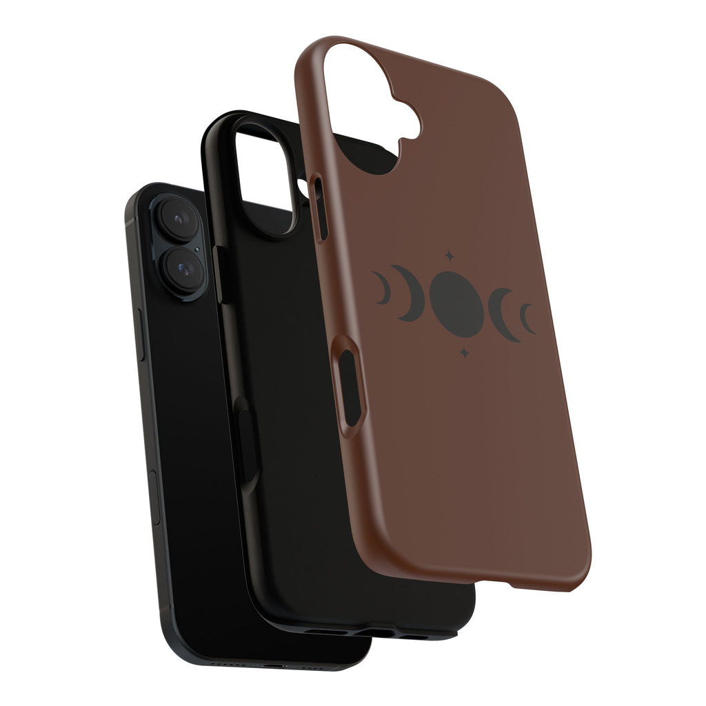 Triple Moon Phone Case — Brown Witchy Celestial iPhone Cover