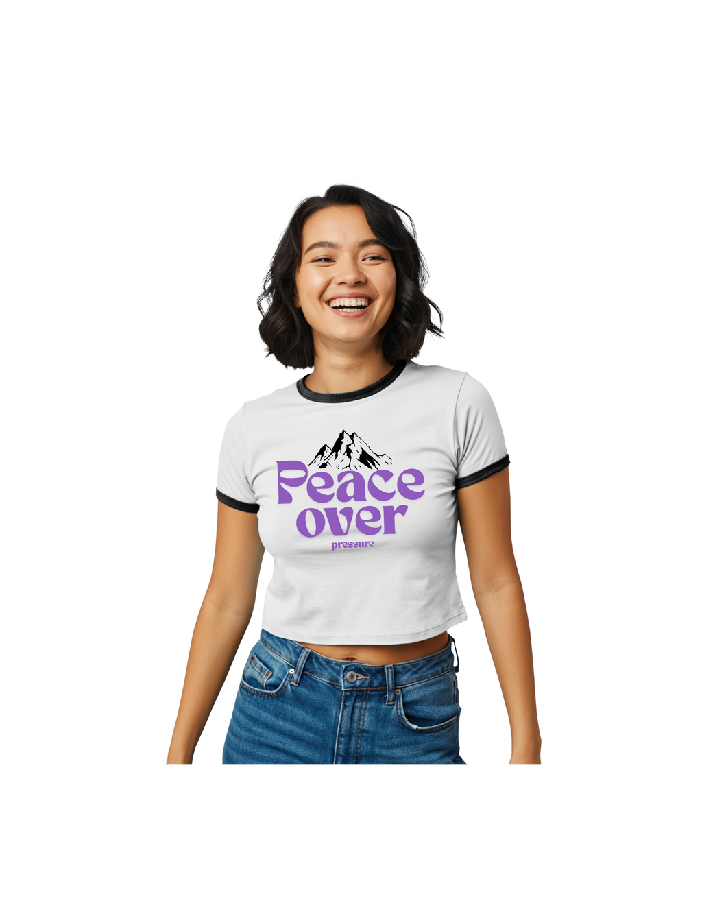Women's Ringer Tee — Retro Mountain Graphic