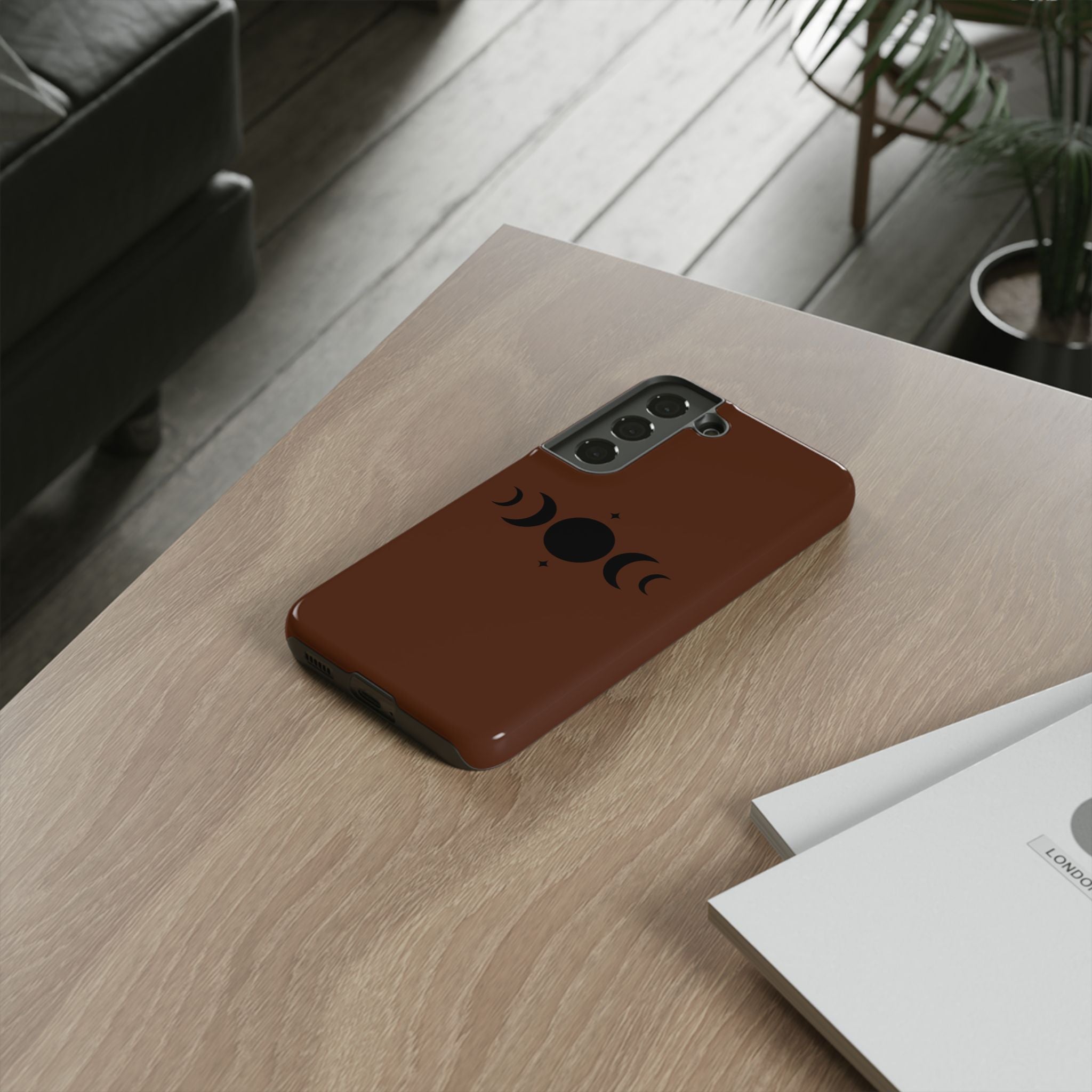 Triple Moon Phone Case — Brown Witchy Celestial iPhone Cover